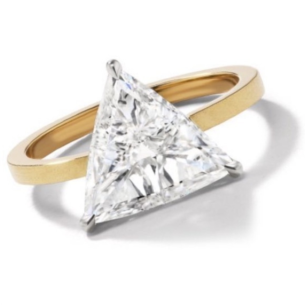 New Custom made 14K Yellow Gold 2ct triangle cut Engagement Ring